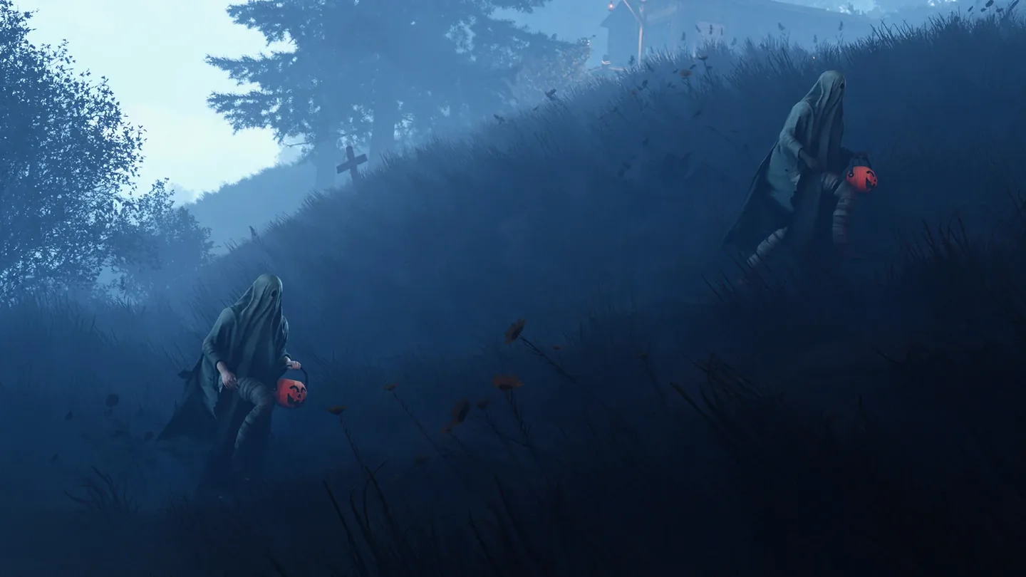 Official Facepunch Halloween illustration of ghost costumes and candy buckets.